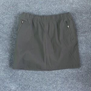 Eddie Bauer Skirt Womens 14 Black A-Line Elastic Waist Zip Pockets Travel Casual
